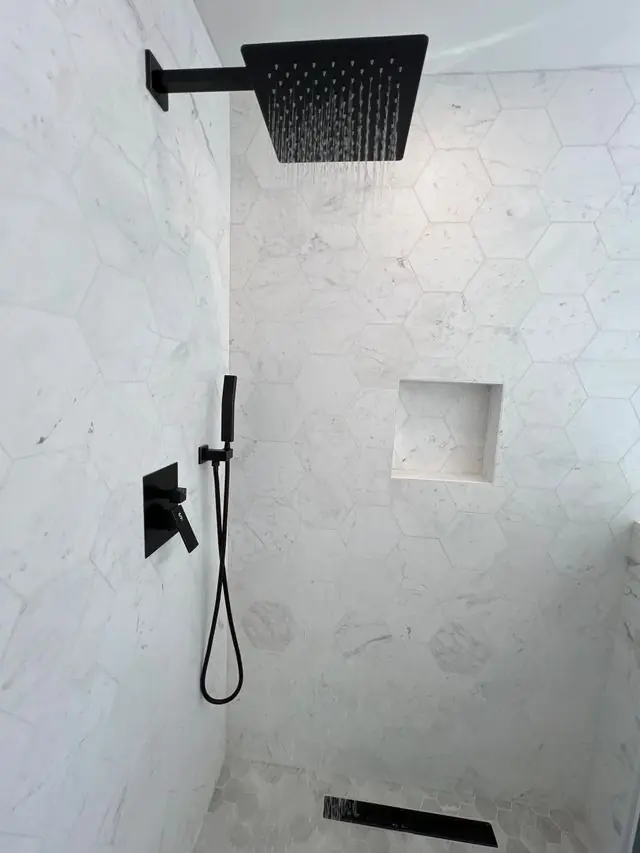 Finished marble shower
